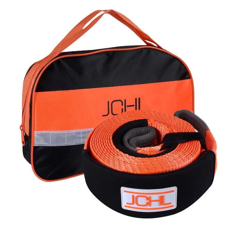 JCHL Recovery Tow Strap Heavy Duty Polyester Recovery Strap 3" x20ft 35000LBS (18TON) Rated Capacity Off Road Towing Rope, Reinforced Loops, Protective Sleeves, Storage Bag Emergency Towing Rope - Image 1